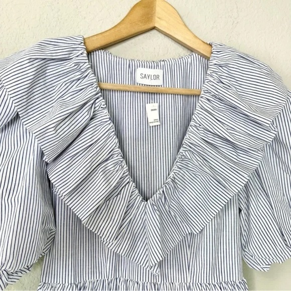 Saylor Zerina Striped Linen Blend A Line Mini Dress - Picture 10 of 17